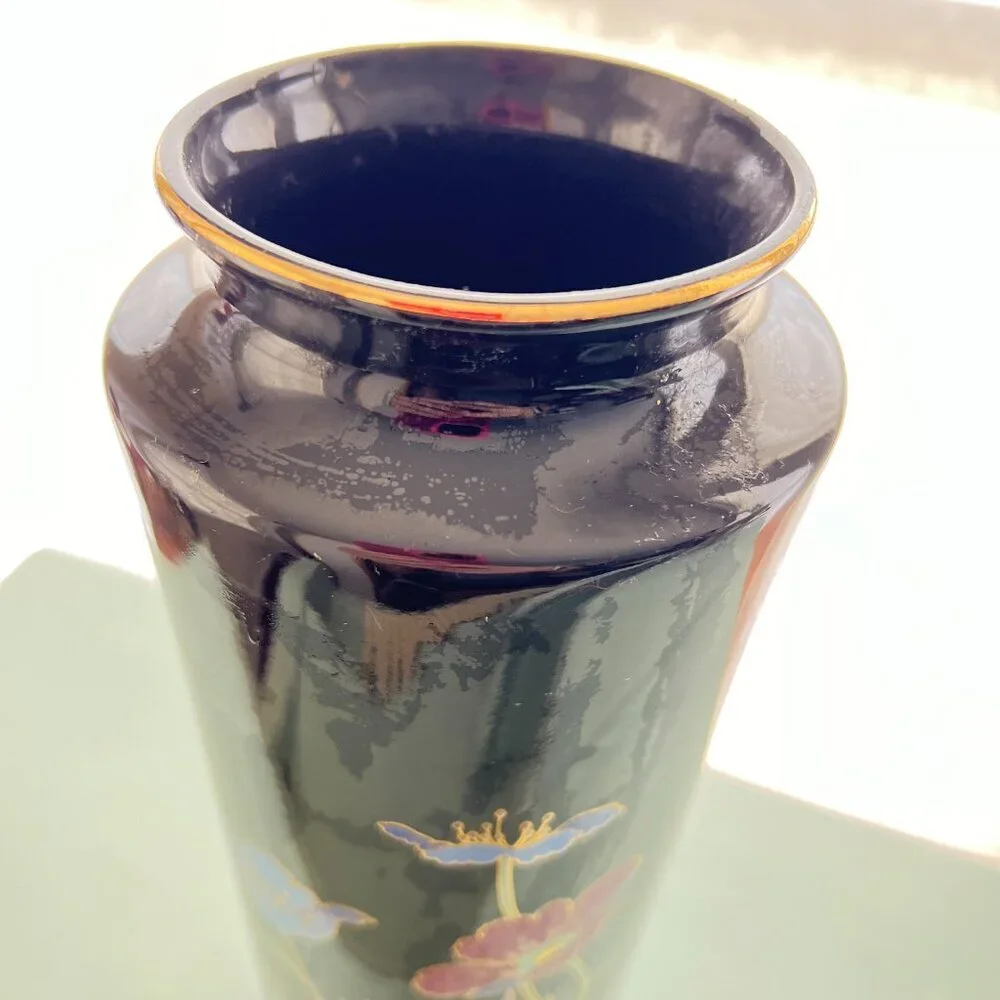 Vintage 1970's Hand Painted Windflower Poppy Vase.